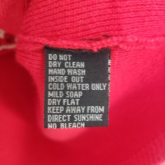 Berek Dog Cardigan Red Knit Cotton Blend V Neck Sweater Womens Size Large - Picture 10 of 15